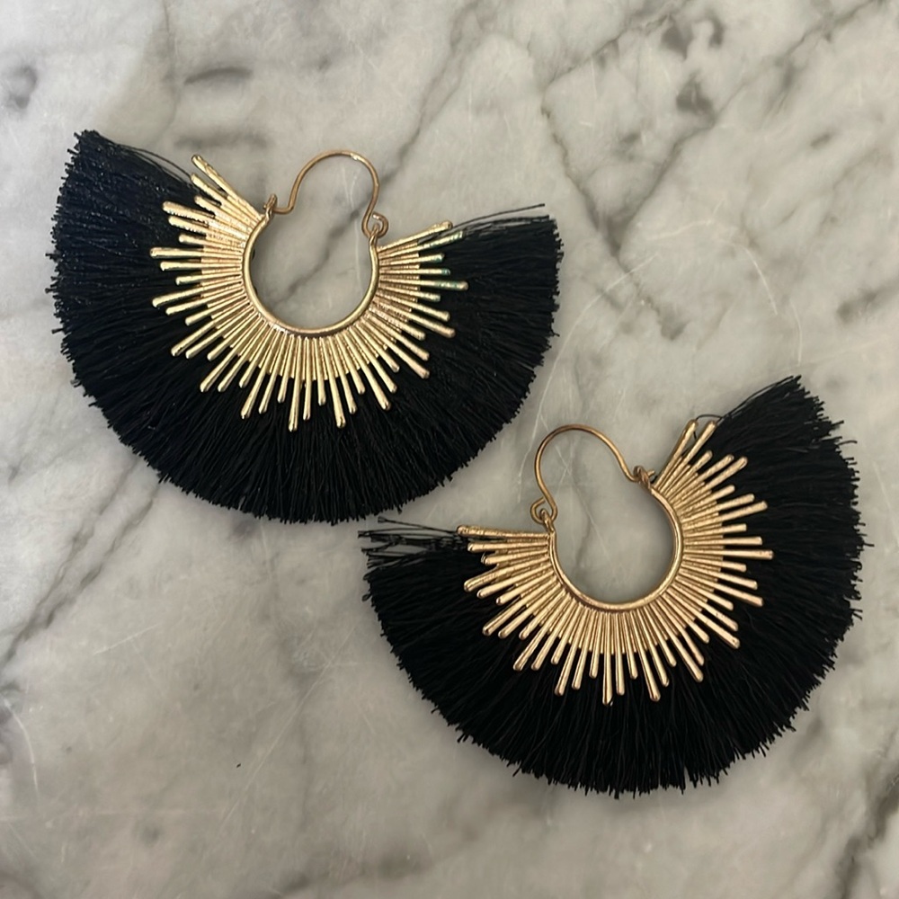 Black Fringe Earrings